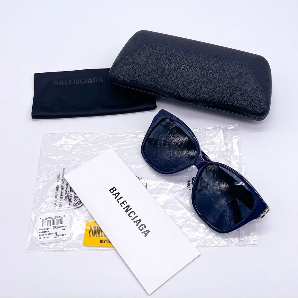 NEW BB0135SA 004 WOMEN BLUE BALENCIAGA SUNGLASSES BB0135S